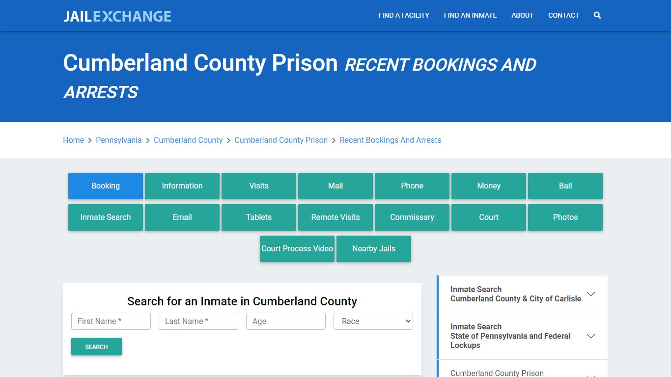 Cumberland County Prison PA Recent Arrests and Bookings - Jail Exchange